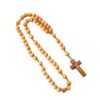 KOMI Hot Selling Crucifix Pendant Jesus Natural Wood Grain Catholic Rosary Necklace