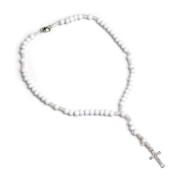 KOMI Children's Wood Beaded Rosary Necklaces Handmade Wooden Beads Necklace with Jesus Cross Pendant Necklace for Boys Girls