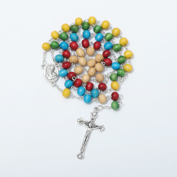 hot selling colorful wooden bead holy cross pendant rosary box packaging necklace with maria center religious jewelry hot selling colorful wooden bead holy cross pendant rosary box packaging necklace with maria center religious jewelry
