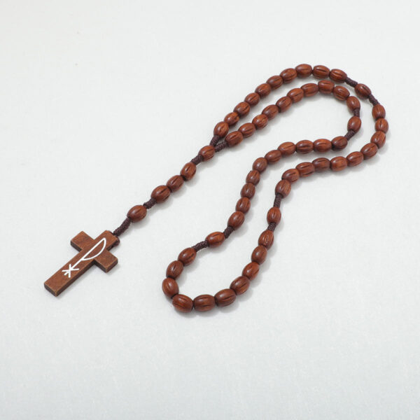 New Wooden Rosary Beads Cross Pendant Long Necklace for Women Men Catholic Christ Religious Jesus Rosary Jewelry Gift RN-029