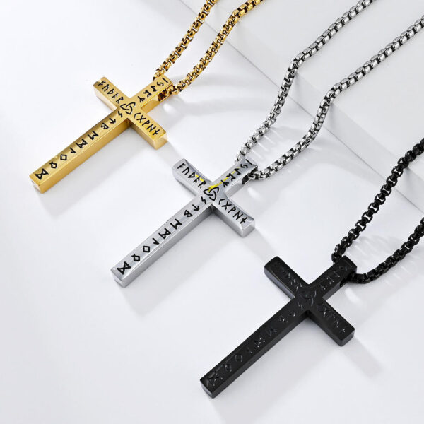 komi mens stainless steel viking text plain cross pendant necklace 24 inch rolo chain silver black gold cross necklace for boys komi mens stainless steel viking text plain cross pendant necklace 24 inch rolo chain silver black gold cross necklace for boys