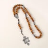 komi ebony 8mm /6mm log beads hand woven three dimensional carved cross necklace