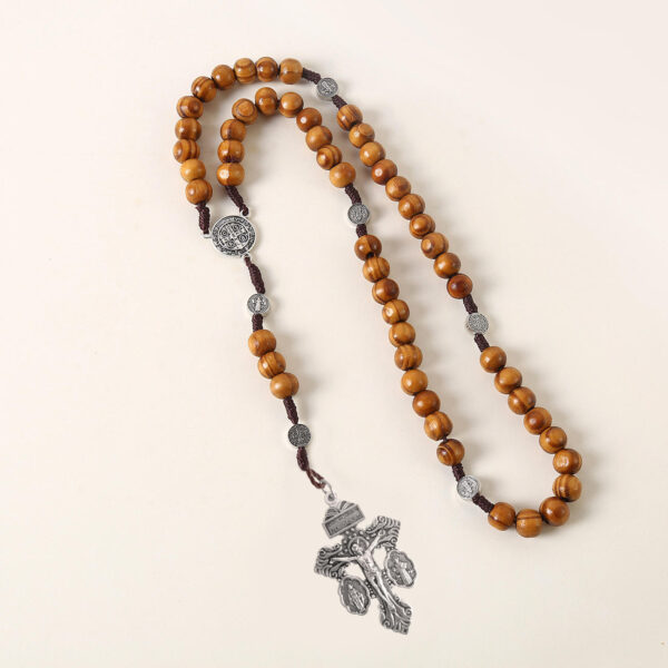 komi ebony 8mm /6mm log beads hand woven three dimensional carved cross necklace