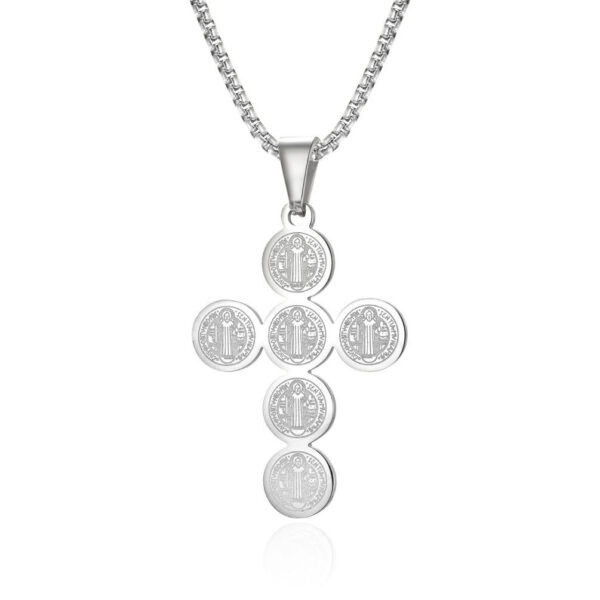 komi saint benedict's cross titanium steel pendant six round cross religious jewelry