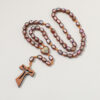 2024 new wooden beads hollow cross pendant necklace for women men catholic christ religious jesus rosary jewelry gif