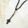 komi handmade wooden rosary beads necklace saint benedict medal jesus cross pendant necklaces for christian prayer religion gift