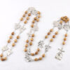 komi natural wooden rosary beads necklace 14 silver suffering beaded rosaries for men cross pendant necklaces for prayer gifts