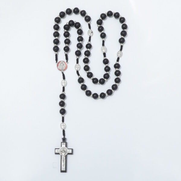 hot sale wooden rosary vintage virgin mary center beads jesus cross pendant prayer jewelry necklace