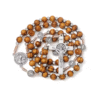 Hot Sale Catholic Brown Wooden Rosary with Soil Jesus Cross Our Lady Alloy Braided Rope Necklace Religious Jewelry Men and Women