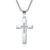 komi stainless steel diamond cross zircon smooth simple cross pendant necklace