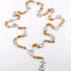 komi natural wooden rosary beads necklace 14 silver suffering beaded rosaries for men cross pendant necklaces for prayer gifts