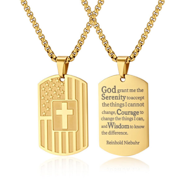 komi american flag stars and stripes cross military prayer necklace