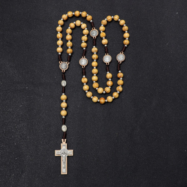 catholic rosary 10mm beads wooden with the medal of st. benedict and the jesus cross rosary necklace religious jewelry catholic rosary 10mm beads wooden with the medal of st. benedict and the jesus cross rosary necklace religious jewelry