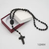 KOMI Rosewood Ebony Beaded Rosary Necklace Virgin Mary Center Crucifix Cross Pendant Necklace Wood Beads Rosary for Religious