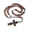KOMI Natural Wood Rosary Cross Wood Bead Necklace Alloy Pendant Religious Accessories Wholesale