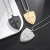 komi europe and the united states cross shield titanium steel necklace plated 18k gold necklace