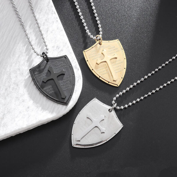 komi europe and the united states cross shield titanium steel necklace plated 18k gold necklace
