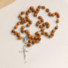 komi handmade wooden rosary beads necklace dangle charm cross necklace for men wood beaded chain cross pendant necklaces for men