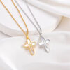 komi faith cross necklace for women dainty silver gold copper shell cross pendant necklace christian religious jewelry gifts
