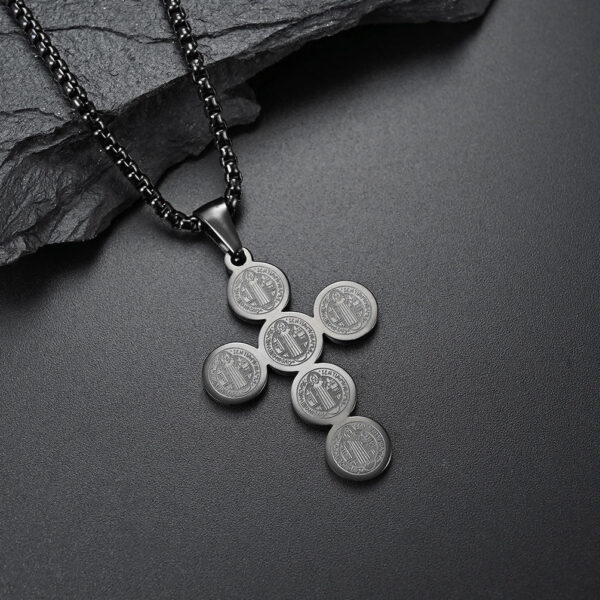 komi saint benedict's cross titanium steel pendant six round cross religious jewelry