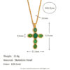 komi cross necklace for women dainty 18k gold plated stainless steel green red beads cross pendant necklace for women jewelry