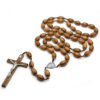 komi rosary oversized jesus cross pine rice shaped wooden beads wall rosary necklace