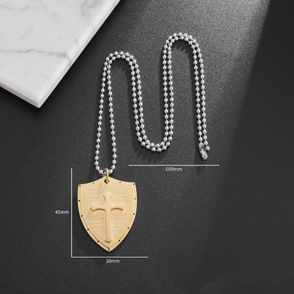 komi europe and the united states cross shield titanium steel necklace plated 18k gold necklace