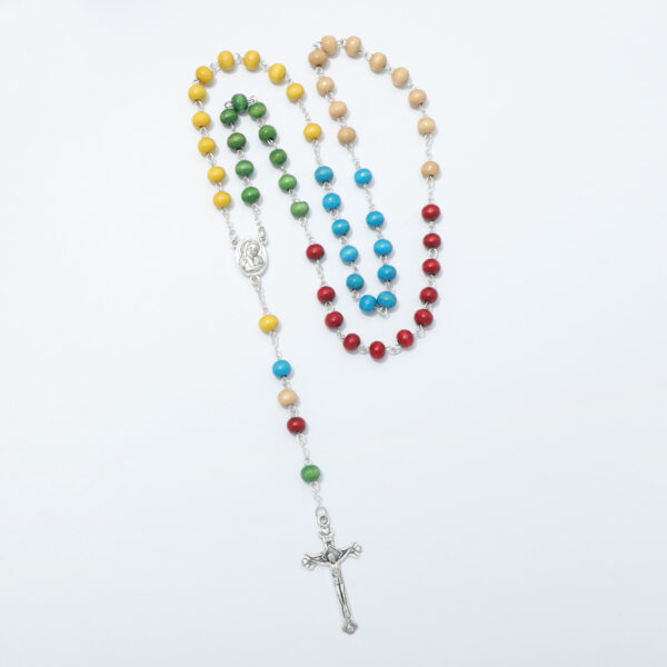 hot selling colorful wooden bead holy cross pendant rosary box packaging necklace with maria center religious jewelry hot selling colorful wooden bead holy cross pendant rosary box packaging necklace with maria center religious jewelry