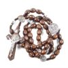 rosary gift prayer 8*10mm engraved wooden beads saint benedict alloy jesus cross necklace beads religious jewelry rn 176