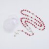 2024 wholesales rose plastic box packaging red fragrance wooden beads holy silver cross pendant maria center rosary necklace
