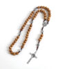 komi handmade wooden beads woven rope alloy jesus cross rosary pendant necklace miracle medal saint benedict jewelry