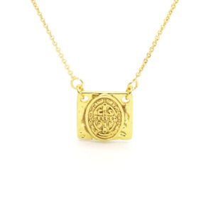komi copper plated 18k square madonna cross pendant necklace
