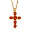 komi cross necklace for women dainty 18k gold plated stainless steel green red beads cross pendant necklace for women jewelry