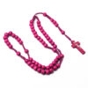 Colored Wooden Beads Religious Rosary Cross Necklace Pendants Rosary Handmade Woven Catholic Jewelry Wholesale
