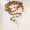 komi handmade wooden rosary beads necklace dangle charm cross necklace for men wood beaded chain cross pendant necklaces for men