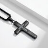 komi stainless steel diamond cross zircon smooth simple cross pendant necklace