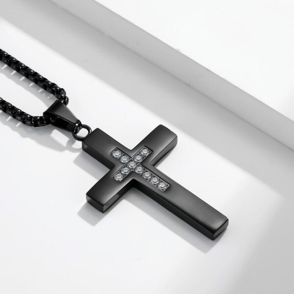 komi stainless steel diamond cross zircon smooth simple cross pendant necklace