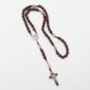 rosary gift prayer 8*10mm engraved wooden beads saint benedict alloy jesus cross necklace beads religious jewelry rn 176