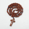 New Wooden Rosary Beads Cross Pendant Long Necklace for Women Men Catholic Christ Religious Jesus Rosary Jewelry Gift RN-029