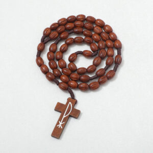 New Wooden Rosary Beads Cross Pendant Long Necklace for Women Men Catholic Christ Religious Jesus Rosary Jewelry Gift RN-029