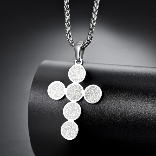 komi saint benedict's cross titanium steel pendant six round cross religious jewelry