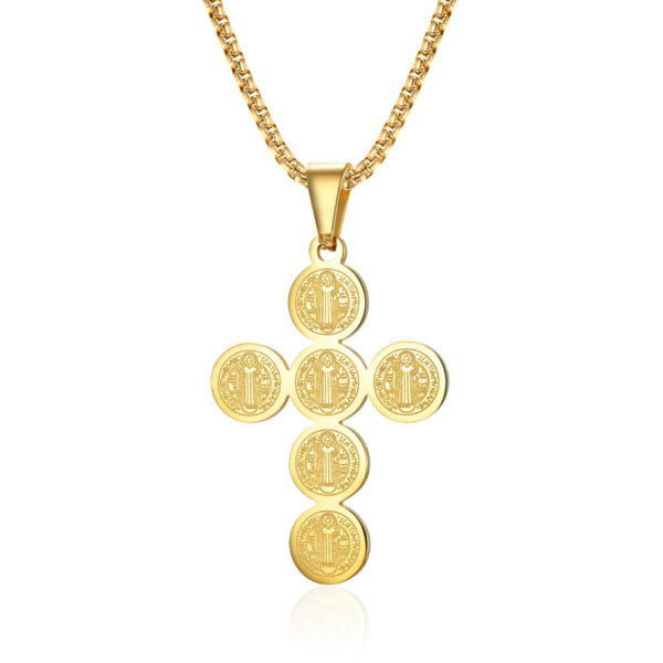 komi saint benedict's cross titanium steel pendant six round cross religious jewelry