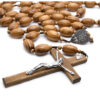 komi rosary oversized jesus cross pine rice shaped wooden beads wall rosary necklace