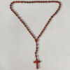 komi ebony 8mm /6mm log beads hand woven three dimensional carved cross necklace