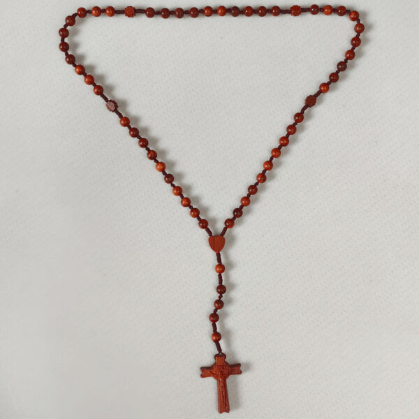 komi ebony 8mm /6mm log beads hand woven three dimensional carved cross necklace