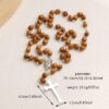komi handmade wooden rosary beads necklace dangle charm cross necklace for men wood beaded chain cross pendant necklaces for men