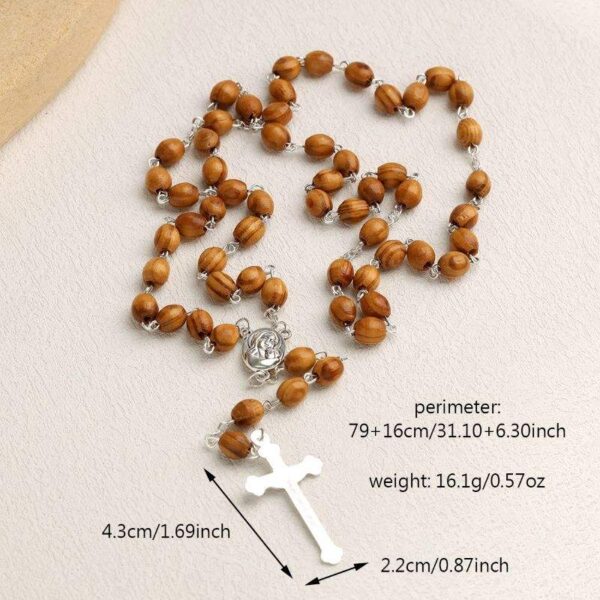 komi handmade wooden rosary beads necklace dangle charm cross necklace for men wood beaded chain cross pendant necklaces for men