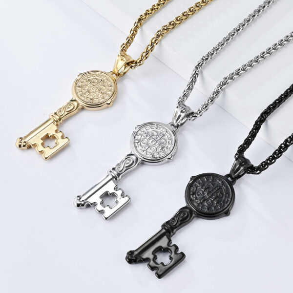 komi saint benedict exorcist stainless steel key necklace