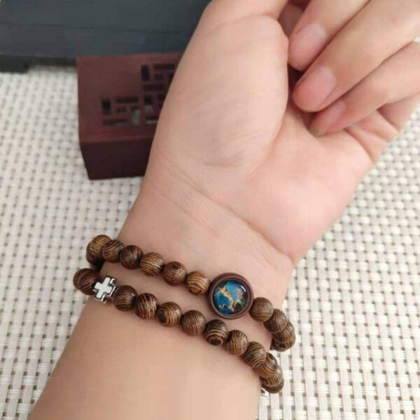 KOMI Rosary wings Wood Five-end Rosary Bracelet Jesus Rosary Cross Bracelet Jewelry