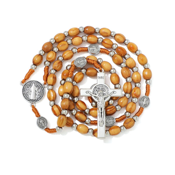 2024 Wooden Rosary Necklaces High Quality Good Wood Beads Rosary Necklace Cross Pendants Christ Jesus Religious Pray Jewelry